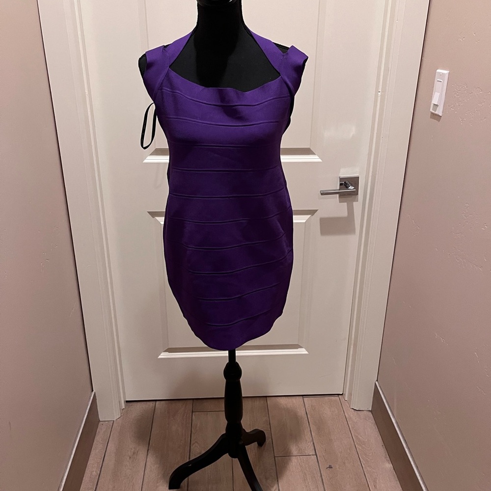 Herve Leger Purple Mini Dress